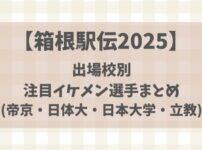 【箱根駅伝2025】出場校別注目イケメン選手まとめ(帝京・日本大学・立教大学・日体大)