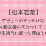 松本若菜は学生時代にスカウトされた？デビューはいつできっかけは何？